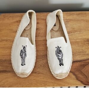 SOLUDOS | White Zebra Slip On Espadrilles | 8.5